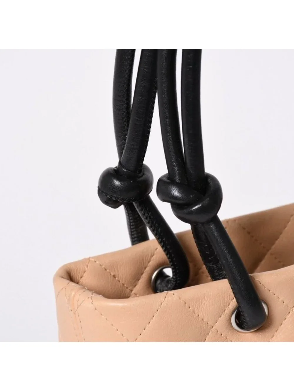 Chanel Canbon Cambon Line Small Tote Bag CC Logo Calfskin Beige